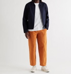 Folk - Signal Tapered Cropped Pleated Cotton-Corduroy Trousers - Orange