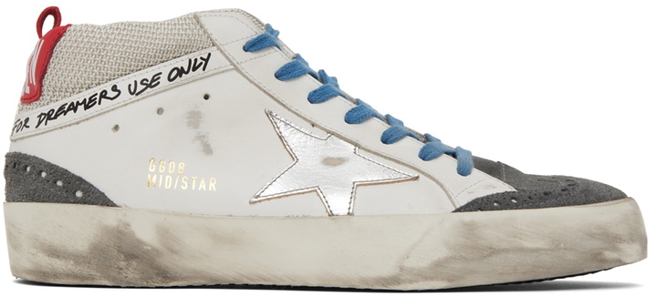 Photo: Golden Goose White & Gray Mid Star Double Quarter Sneakers