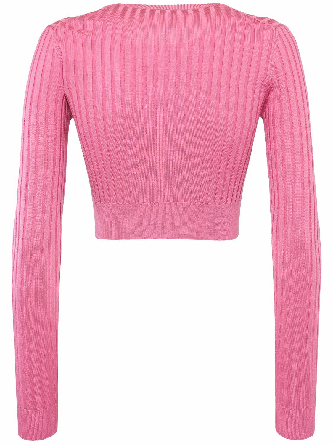 DOLCE & GABBANA - Rib Knit Silk Crop Sweater Dolce & Gabbana