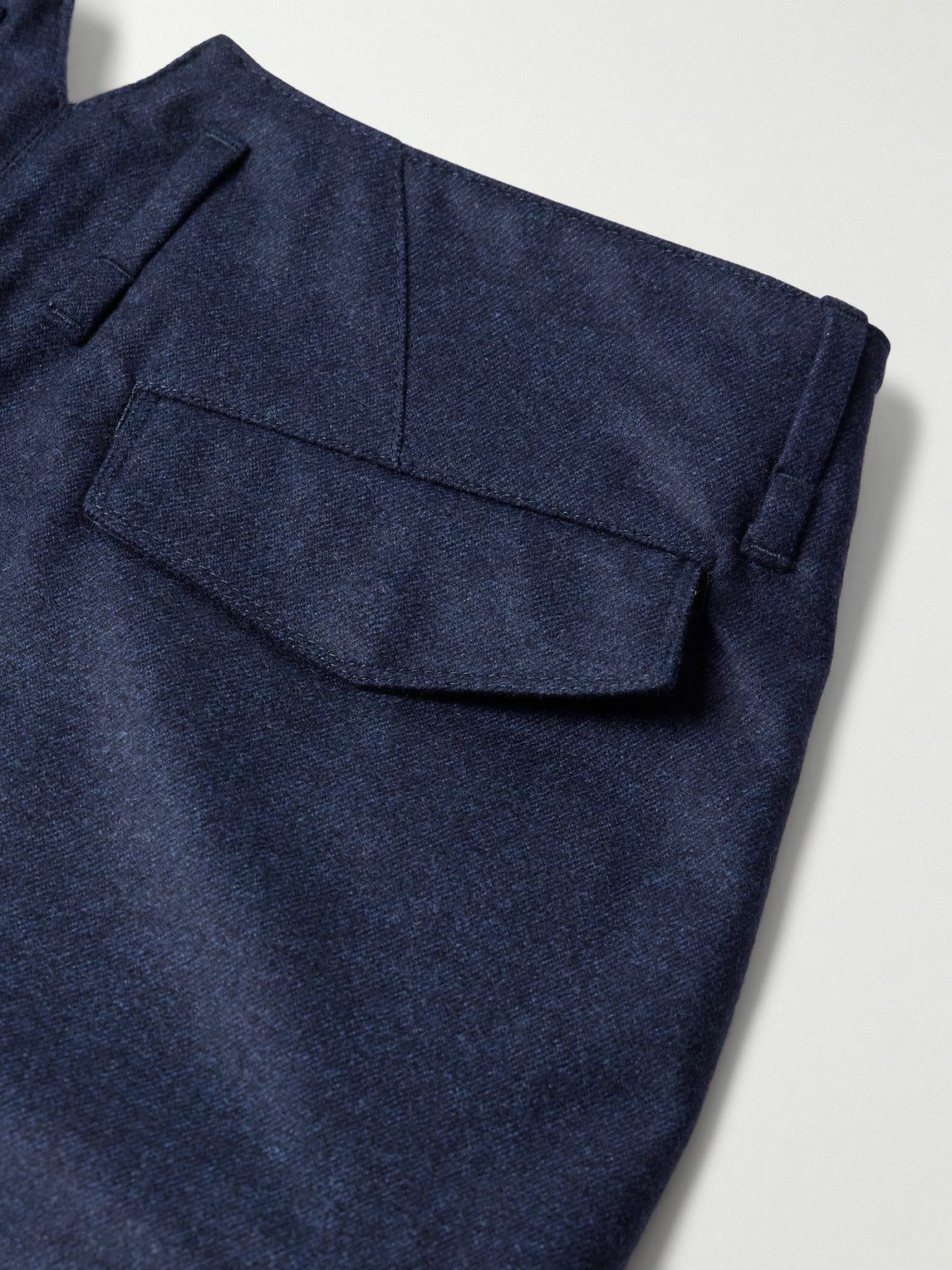 Brunello Cucinelli - Straight-Leg Virgin Wool-Flannel Cargo Trousers - Blue