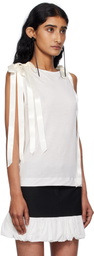 Simone Rocha Off-White Bow Ribbon Tail Tank Top