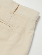 Richard James - Straight-Leg Pleated Cotton-Corduroy Trousers - Neutrals