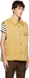 Solid Homme Yellow Padded Faux-Leather Vest