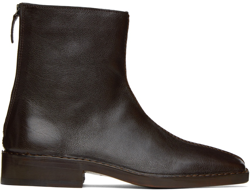 Photo: LEMAIRE Brown Piped Zipped Boots