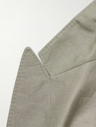 Brunello Cucinelli - Double-Breasted Herringbone Linen Suit Jacket - Green