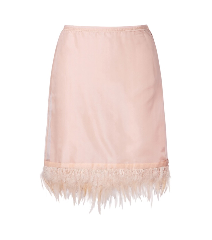 Photo: Staud Lark feather-trimmed silk miniskirt