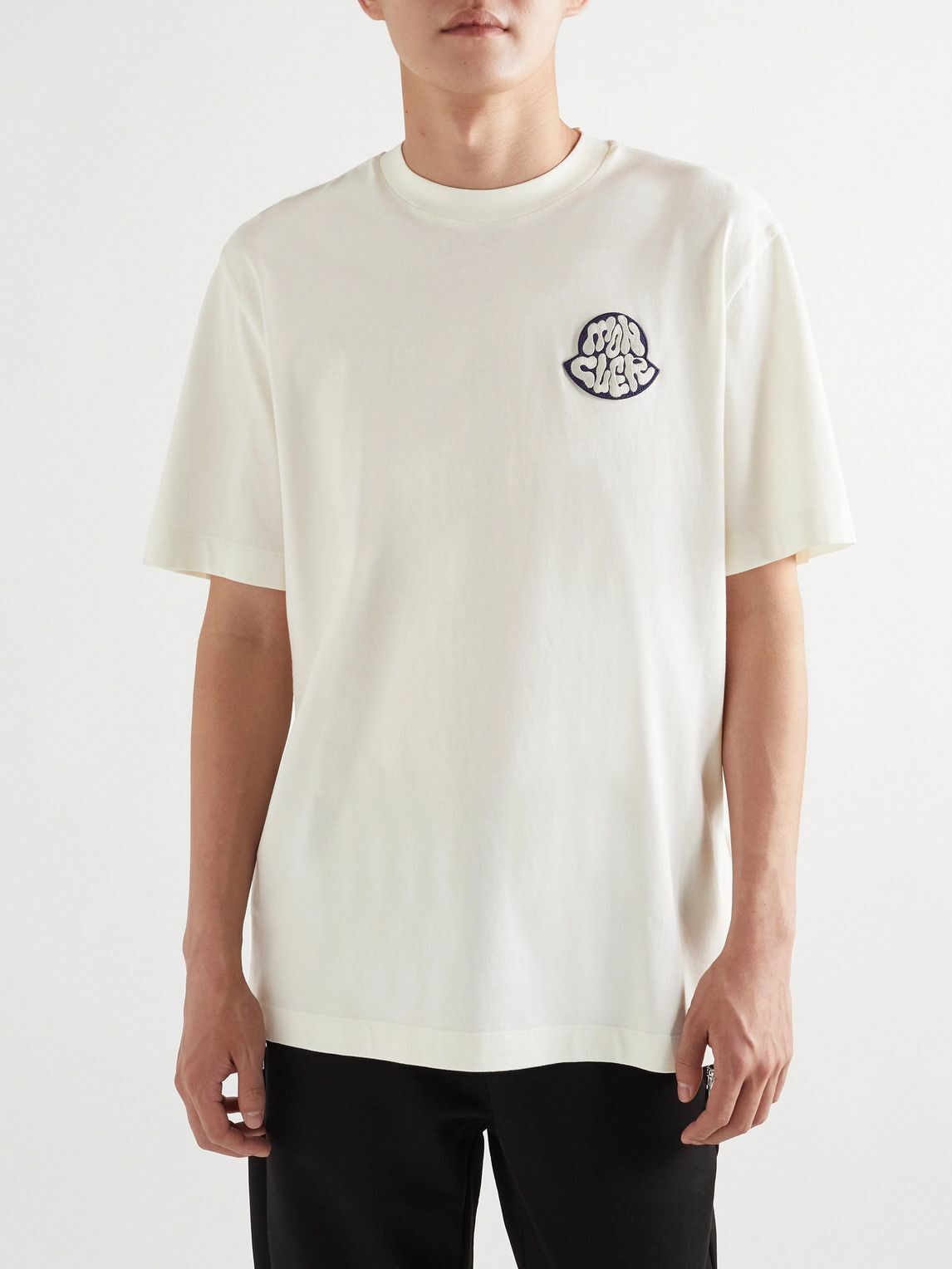 Moncler - Logo-Appliquéd Printed Cotton-Jersey T-Shirt - White Moncler