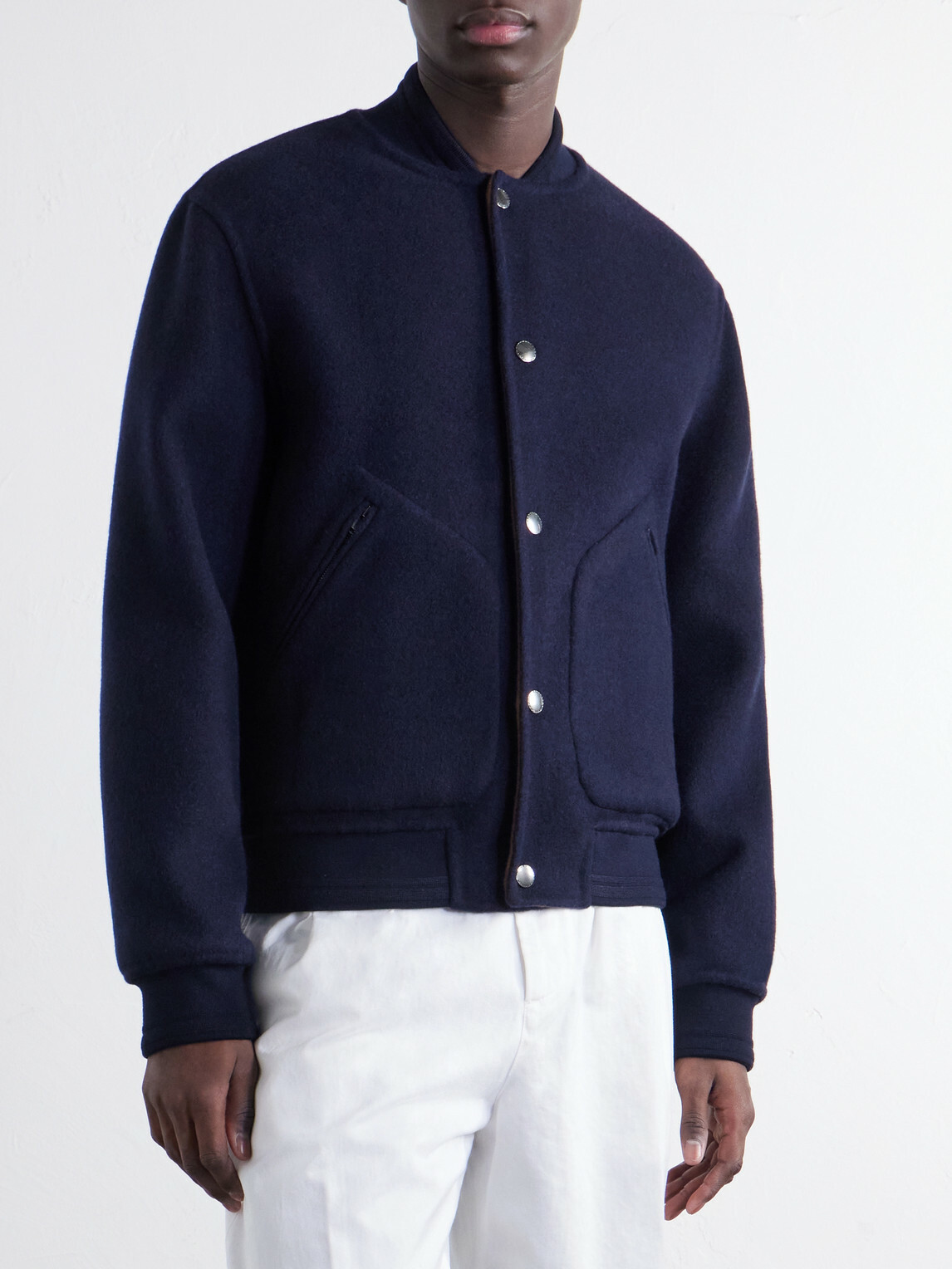 Canali - Reversible Cashmere and Silk-Blend Felt Bomber Jacket - Blue