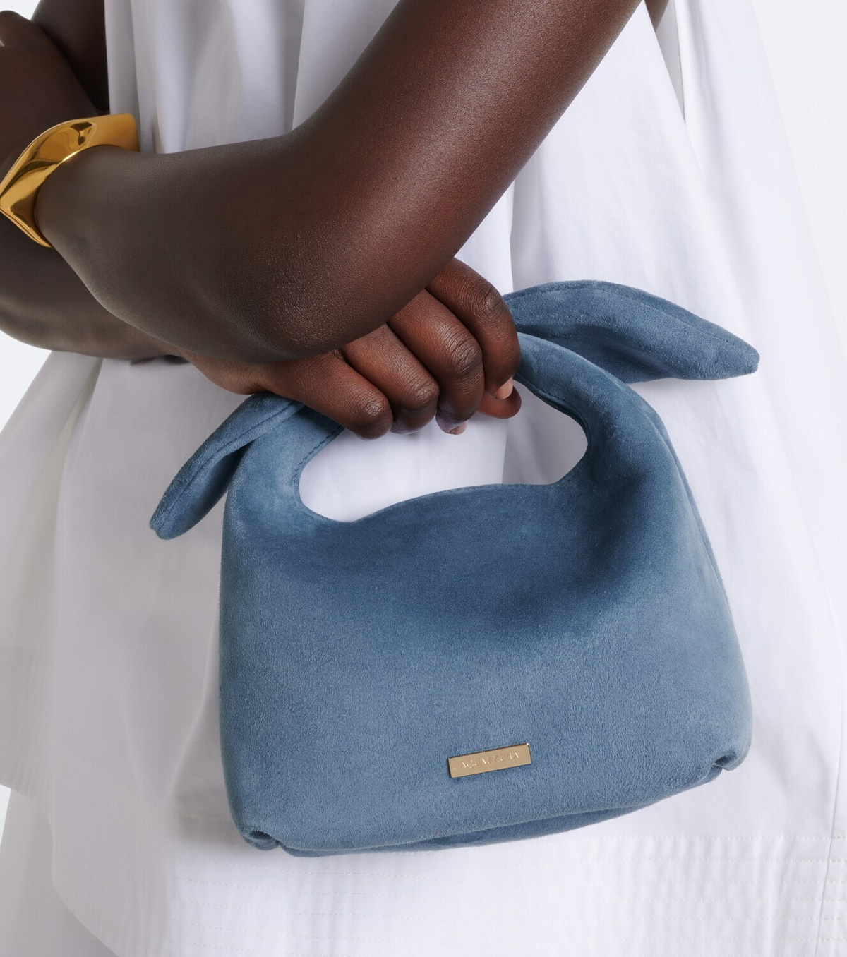 Aquazzura Bow Tie Mini suede top-handle bag