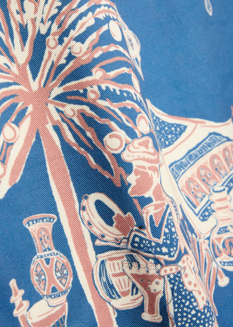 Alemais Acacia Printed Cotton Mini Dress Blue