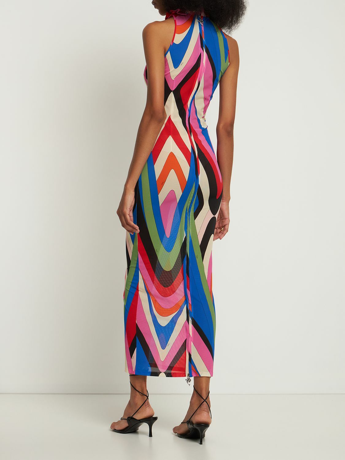 PUCCI Mesh Moire Printed Long Dress Emilio Pucci