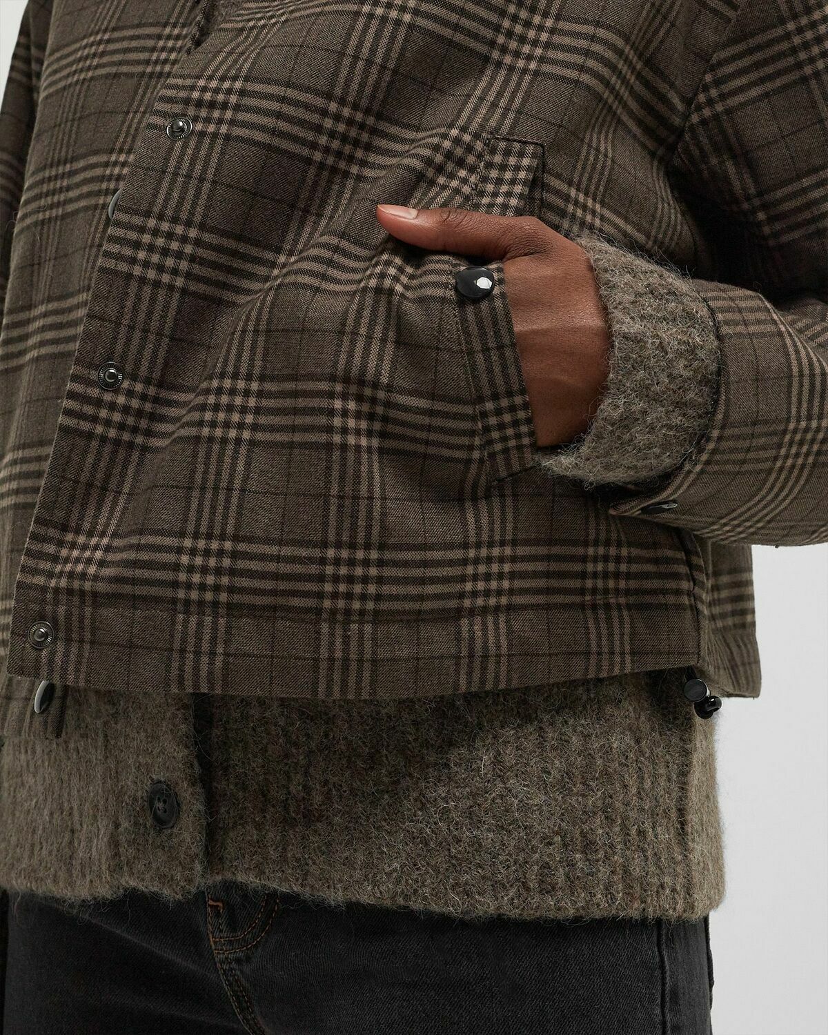 ØLÅF CHECK CROPPED JACKET Brown Womens Windbreaker