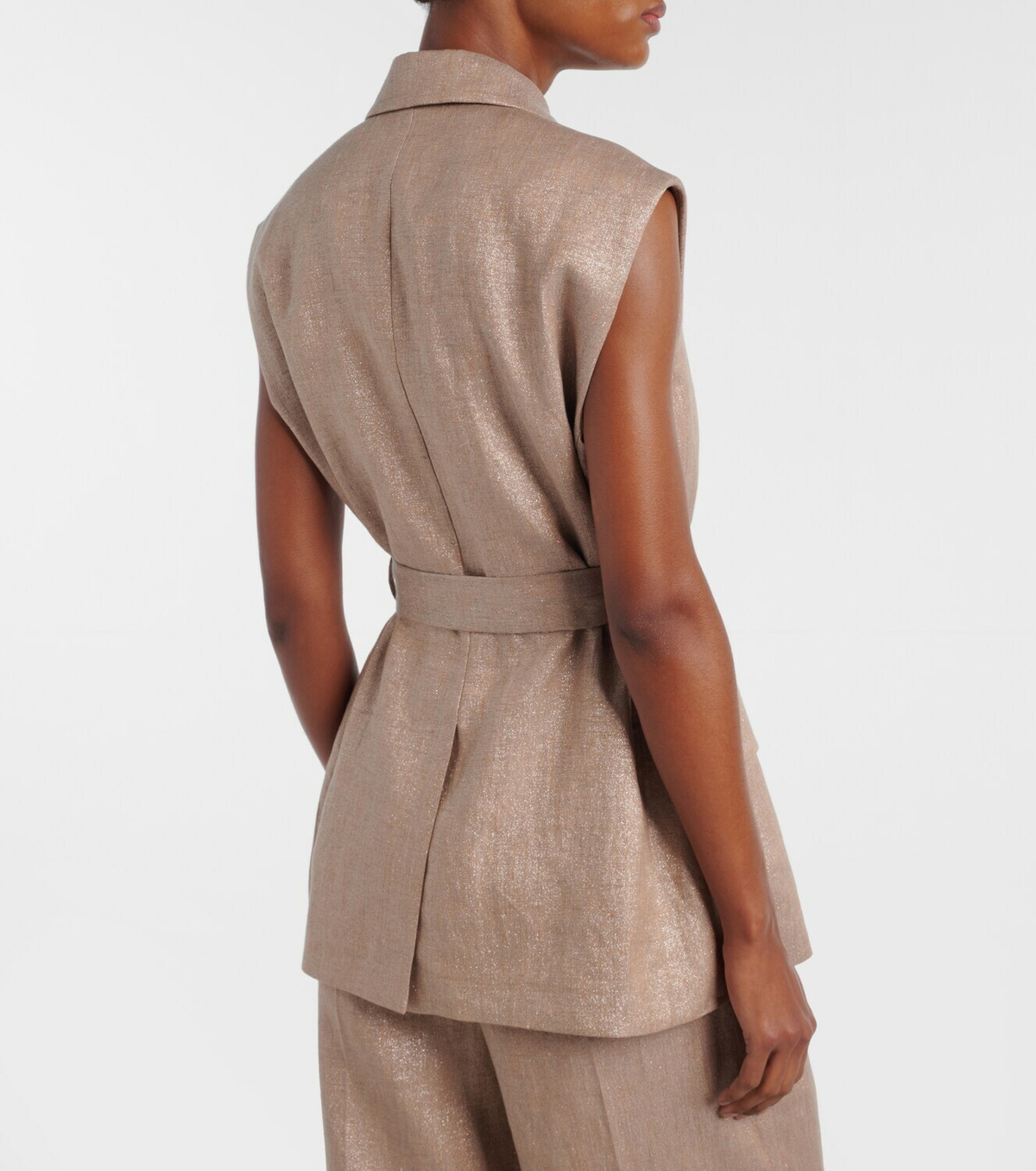 Brunello Cucinelli Belted linen-blend vest