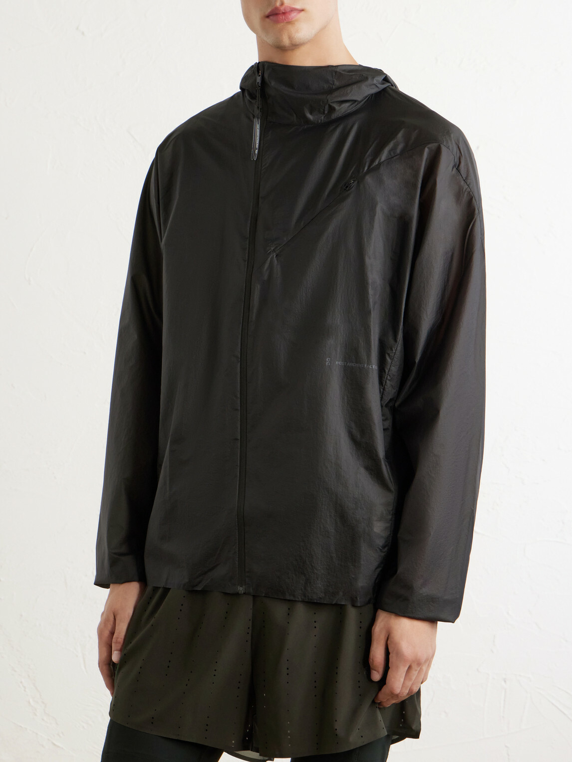 On - Post Archive Faction Zero Logo-Print Shell Jacket - Black