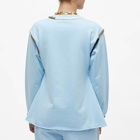 JW Anderson Women's Asymmetric Contrast Stitch Crew Sweat in Baby Blue