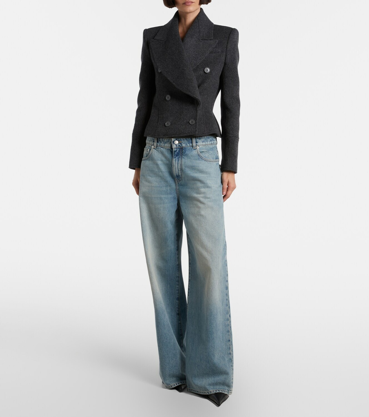 McQueen Mid-rise wide-leg jeans