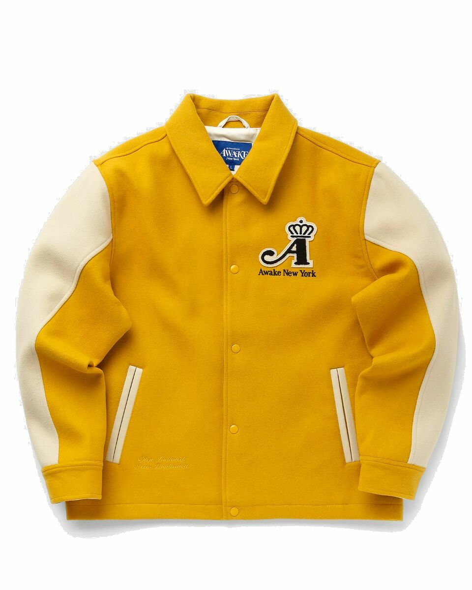 Photo: Awake Crown Varsity Jacket Yellow - Mens - Bomber Jackets/College Jackets