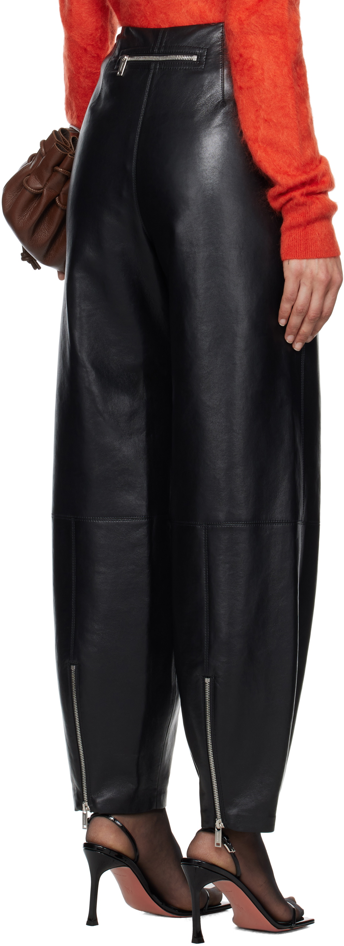 Nanushka Black Jozefa Regenerated Leather Trousers