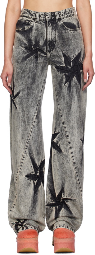Photo: Masha Popova Black Boyfriend Spiral Flower Jeans