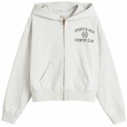 Sporty & Rich Women's Varsity Crest Cropped Zip Hoodie in Heather Grey