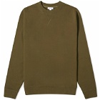 Sunspel Men's Loopback Crew Sweater in Dark Olive