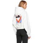 Y-3 White Cropped Graphic Hoodie