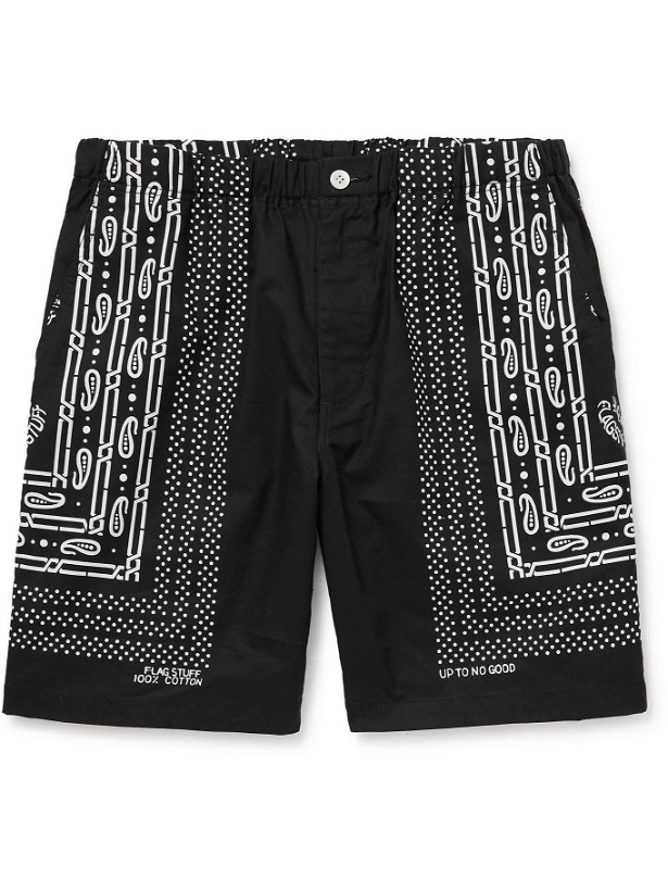 Photo: Flagstuff - Wide-Leg Bandana-Print Cotton-Poplin Shorts - Black