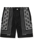 Flagstuff - Wide-Leg Bandana-Print Cotton-Poplin Shorts - Black