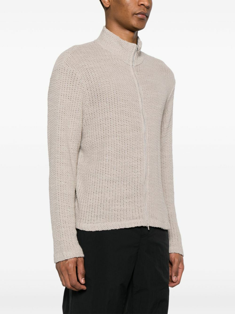 OUR LEGACY Beige Shrunken Zip-Up Cardigan Our Legacy