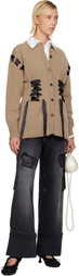 Simone Rocha Black Embellished Straight Leg Jeans