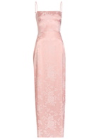 Reformation Frankie Floral-jacquard Satin Maxi Dress Light Pink