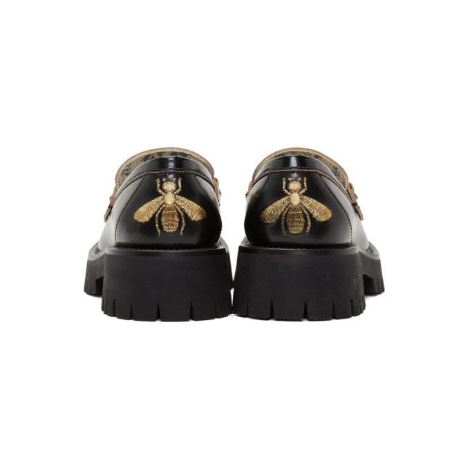 Gucci Black Leather Lug Sole Loafers Gucci display picture 3