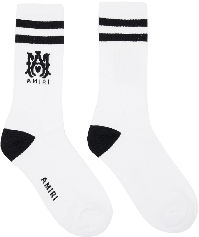 Photo: AMIRI White & Black Ribbed M.A. Socks