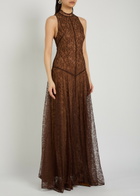 DE LA Vali Foehn Lace Maxi Dress Brown