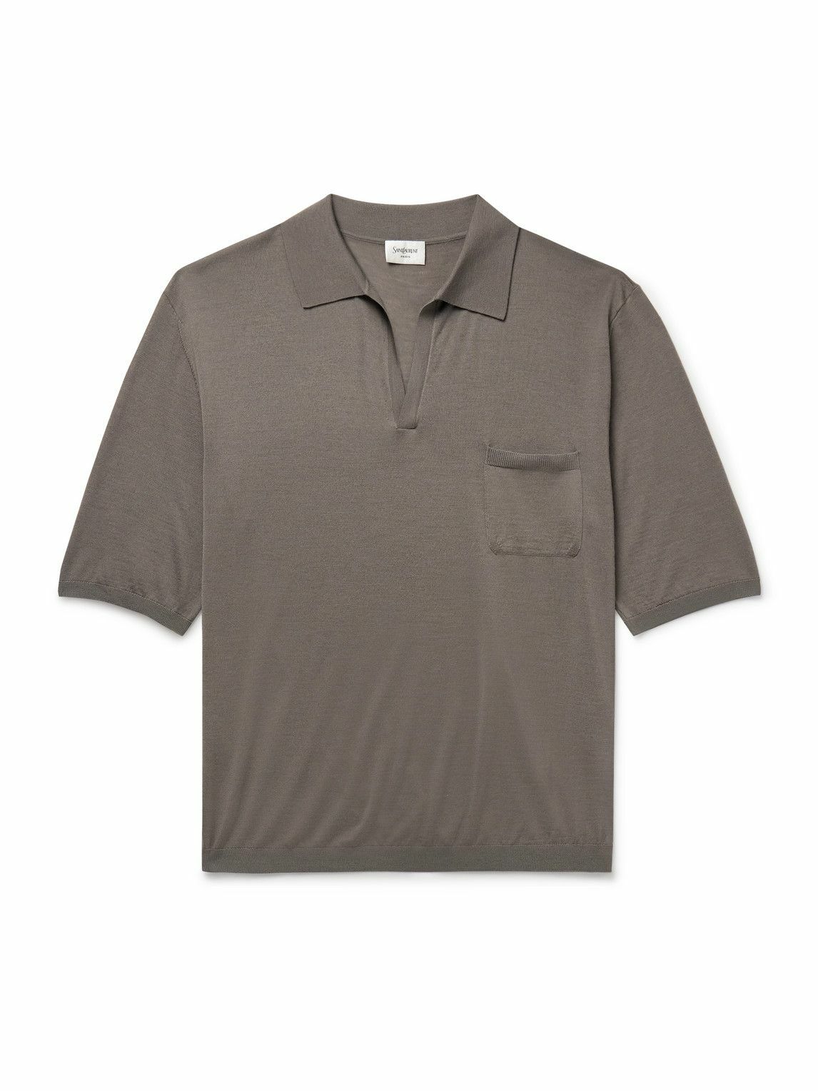 Saint Laurent Silver Sequin Boxy Polo Saint Laurent