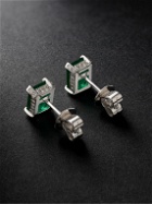 SHAY - Hidden Halo White Gold, Emerald and Diamond Earrings