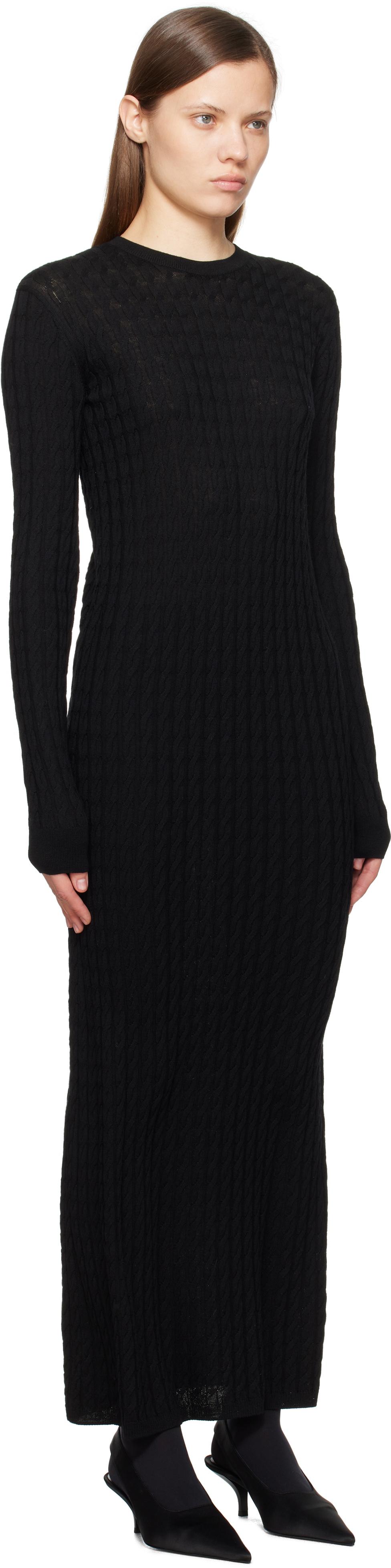 TOTEME Black Cable Knit Maxi Dress Toteme