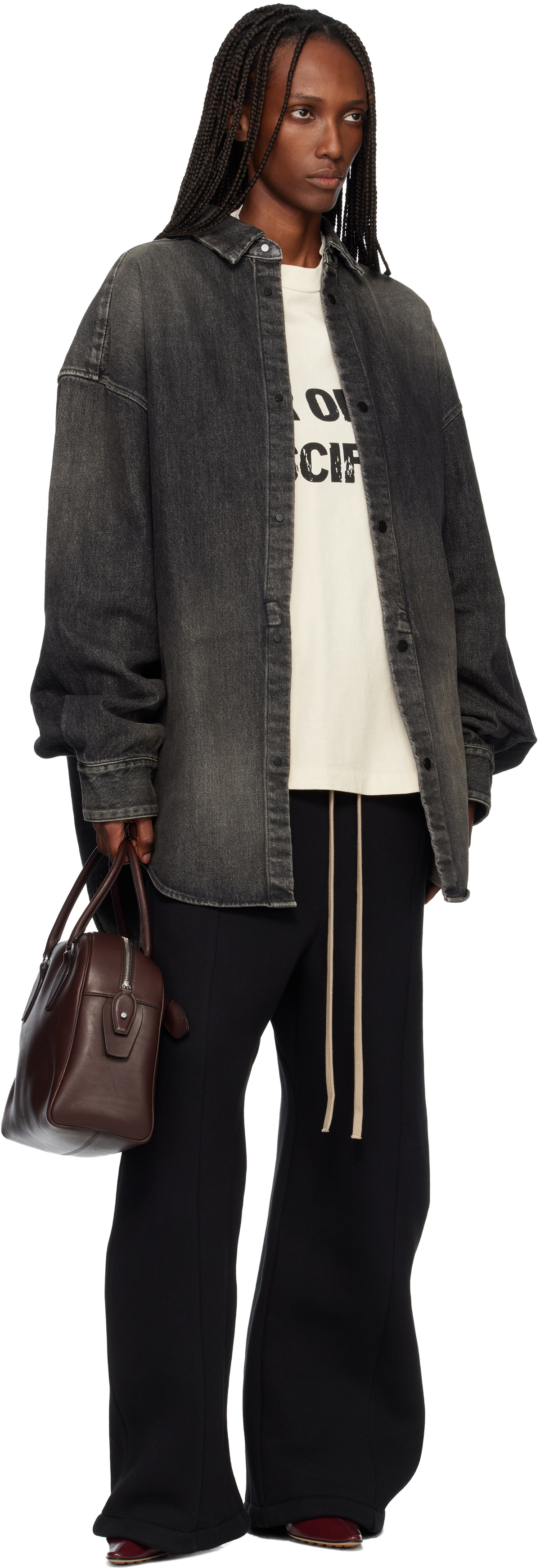 Fear of God Black Snap Front Denim Overshirt