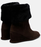 Yves Salomon Shearling-lined suede wedge ankle boots