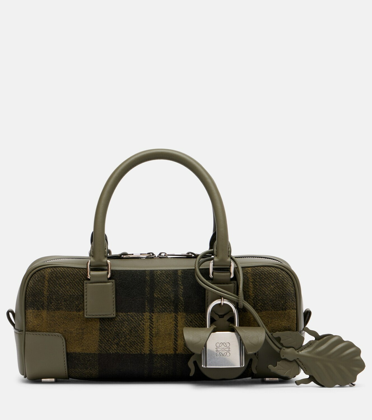 Loewe Amazona 23 leather-trimmed tartan tote bag