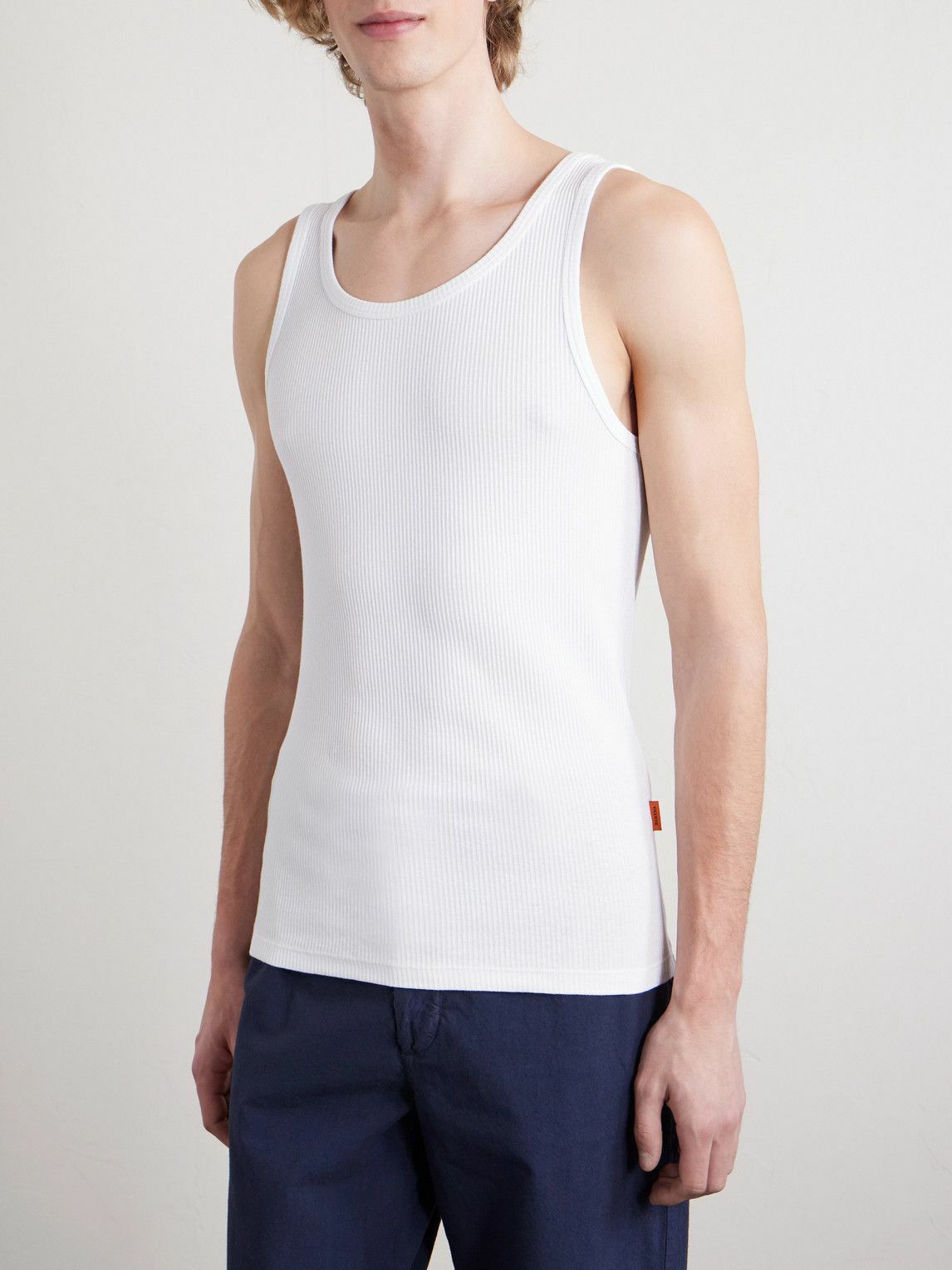 Barena - Ribbed Cotton-Blend Jersey Tank Top - White
