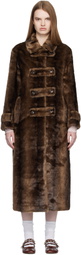 OPEN YY Brown Tab Toggle Faux-Fur Coat