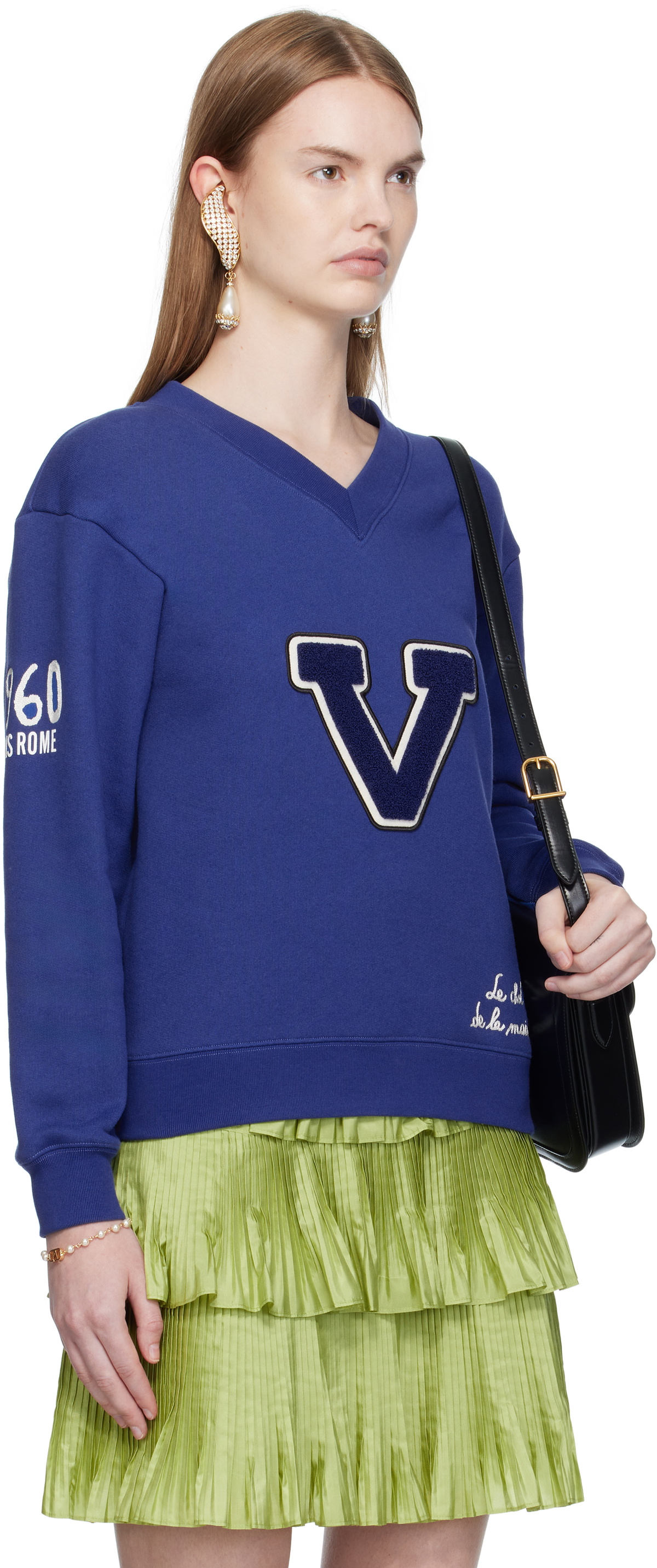 Valentino Blue Embroidered Cotton Sweatshirt