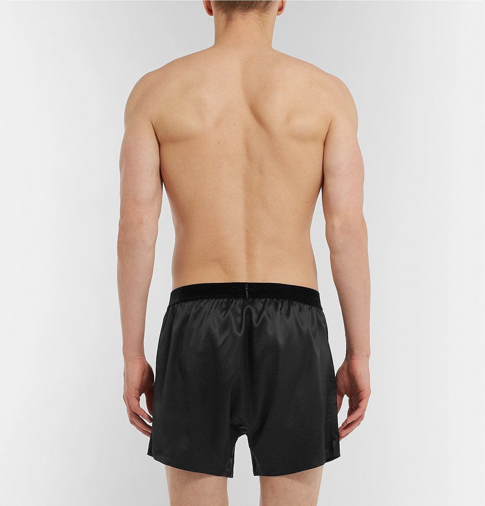 TOM FORD Velvet-Trimmed Stretch-Silk Satin Boxer Shorts for Men