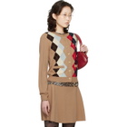 GANNI Beige Argyle Print Cardigan