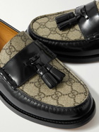 GUCCI - Kaveh Monogrammed Canvas and Leather Tasselled Loafers - Black