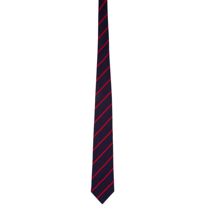 Photo: Ralph Lauren Purple Label Navy and Red Silk Striped Tie