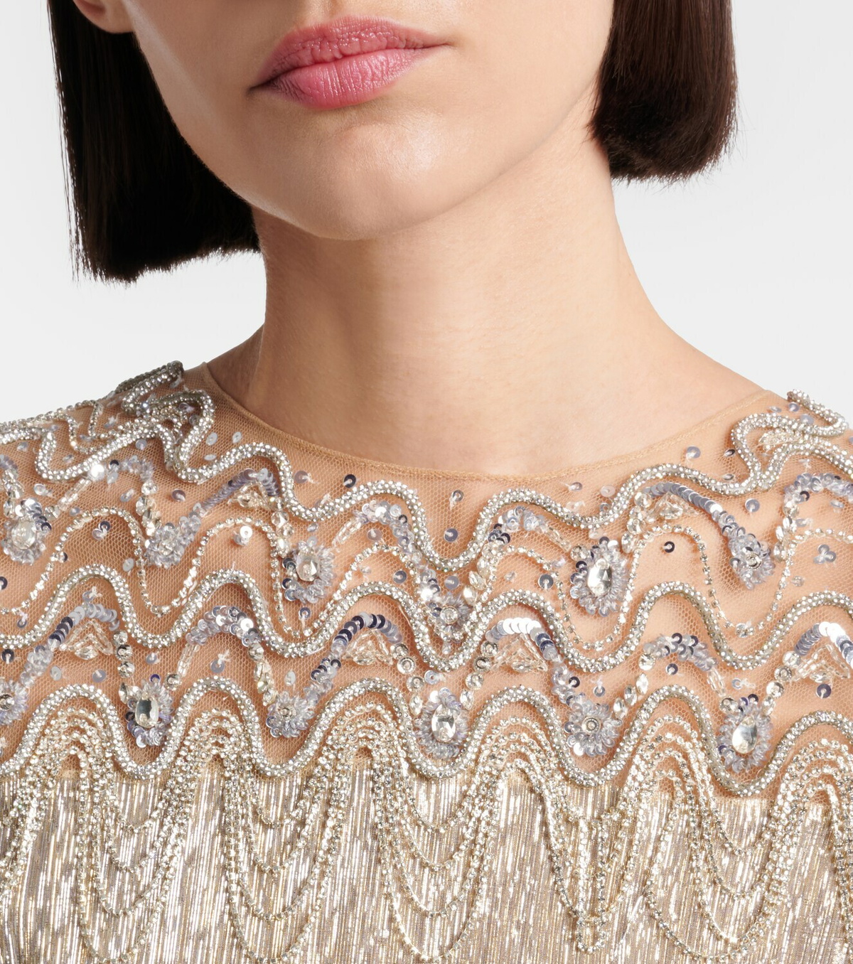 Oscar de la Renta Embellished silk gown