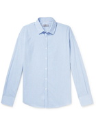 Canali - Striped Cotton and Linen-Blend Shirt - Blue