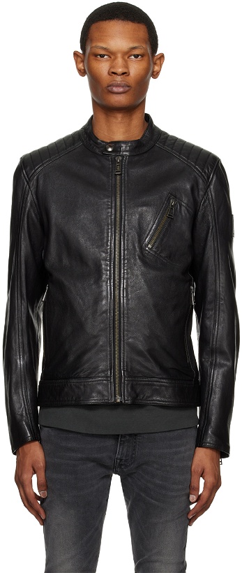 Photo: Belstaff Black V Racer Leather Jacket